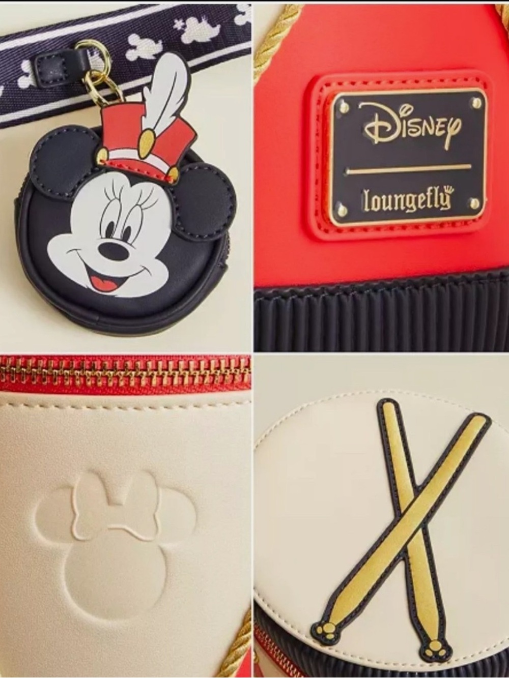 Brand New Disney Loungefly Minnie Mouse Drum Crossbody Bag - Picture 6 of 16